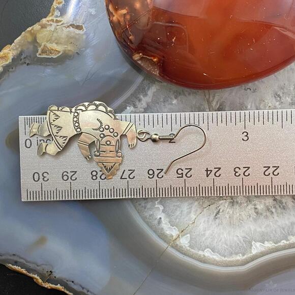 Vintage Signed Native American Sterling Silver Dancer Dangle Earrings For Women - Picture 10 of 10